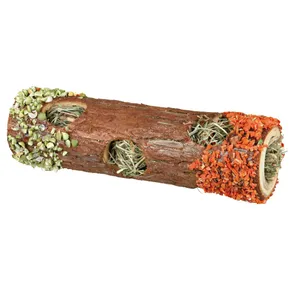 Holztunnel mit Heu- und Hibiskusblüten, Karotten und Erbsen 6,5 x 20 cm, 25 g
